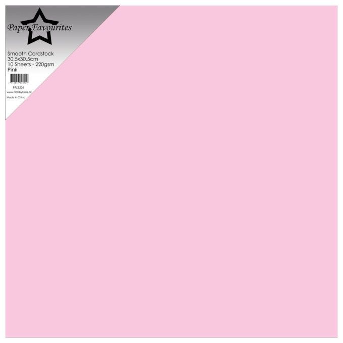 Cardstock Couleur : Pink, Paper Favourites, 220g, lot de 10 feuilles - 30x30cm (lisse)