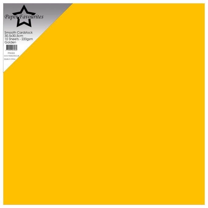 Cardstock Couleur : Golden, Paper Favourites, 220g, lot de 10 feuilles - 30x30cm (lisse)