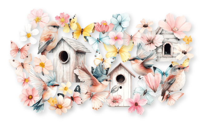 41 Die-cuts, Dutch Doobadoo - Spring, fly away