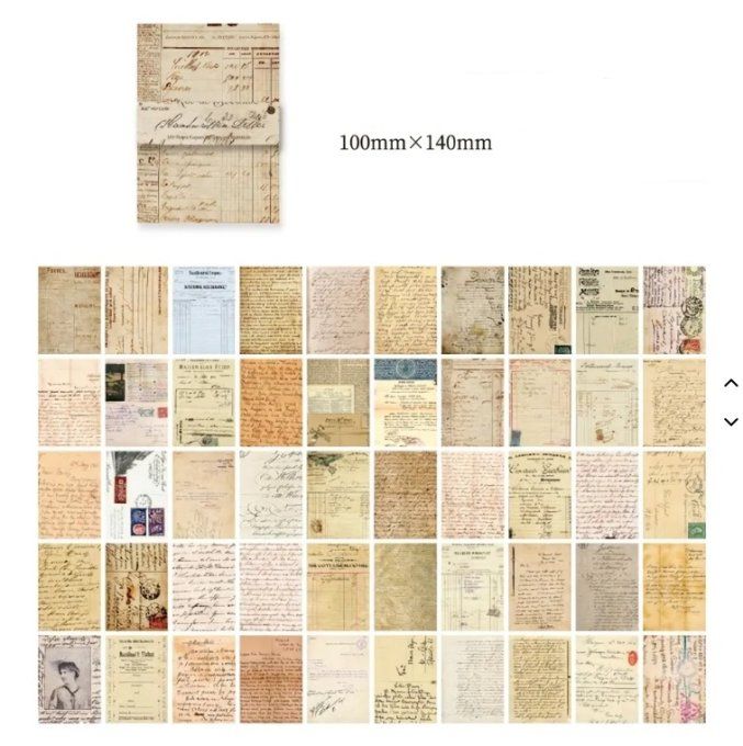 100 feuilles fines, Dimension : 10x14cm environ, écriture ancienne