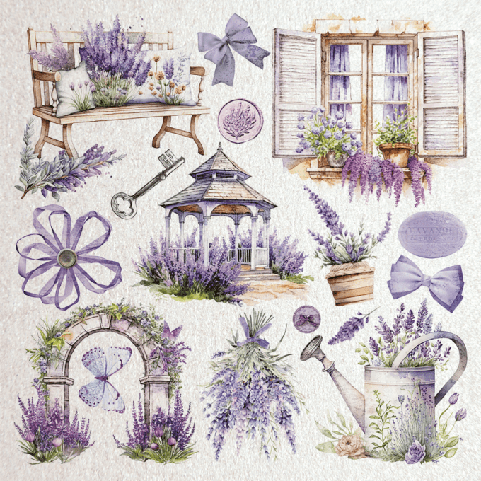 Deluxe paper Ciao Bella, Morning in Provence,  15x15cm - 5 feuilles - 120gsm 