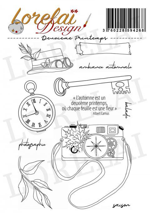 Planche de 11 Tampons,  Deuxième printemps, Lorelai design - dimension de la planche : 10.5x14.5cm
