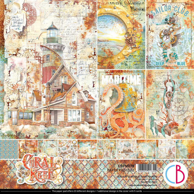 Ciao Bella, collection Coral reef -  30x30cm - 12 feuilles - 190gsm 