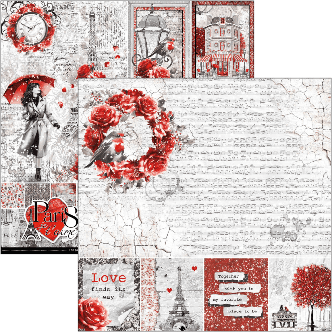 Ciao Bella, collection Paris je t'aime -  30x30cm - 12 feuilles - 190gsm 