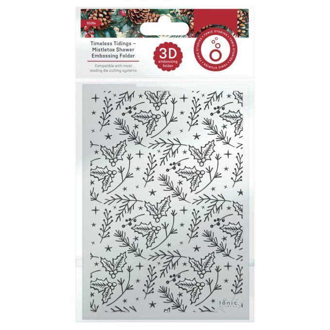 Classeur d'embossage, Mistletoe shower - Dimension : 12.7x17.7cm environ, Tonic studios 