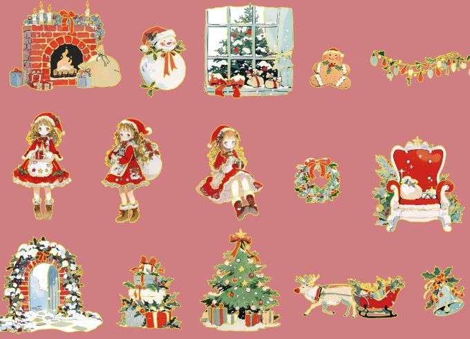 15 stickers translucides - thème : Noël