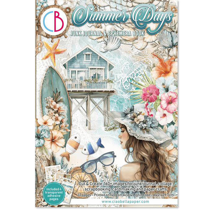 Ciao bella - Ephemera book, Summer days , format A4 - 32 feuilles de papier recto verso 