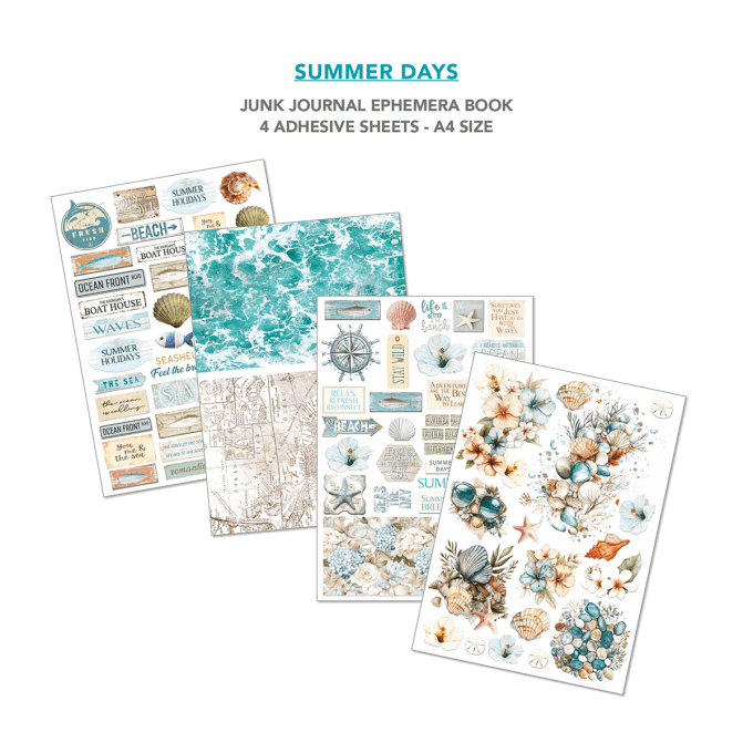 Ciao bella - Ephemera book, Summer days , format A4 - 32 feuilles de papier recto verso 