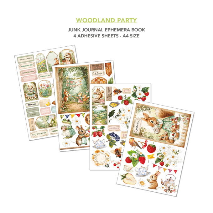 Ciao bella - Ephemera book, Woodland party , format A4 - 32 feuilles de papier recto verso