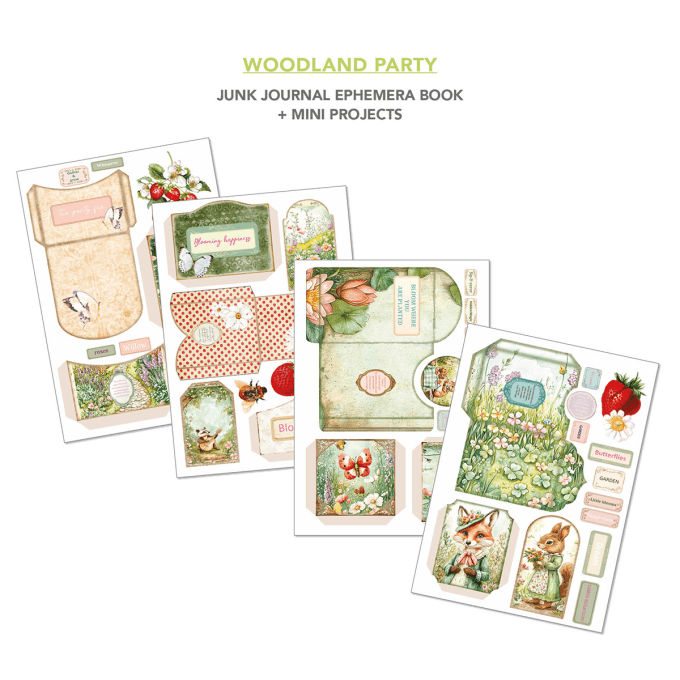 Ciao bella - Ephemera book, Woodland party , format A4 - 32 feuilles de papier recto verso