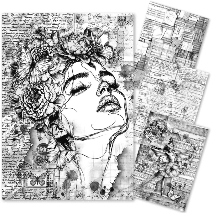 Ciao Bella- 4 feuilles de papier de riz , Format A4 - Meaningful memories