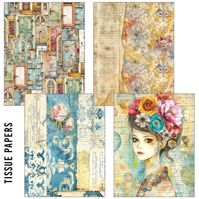 Ciao Bella - Craftmix Quintessential, format A5, 8 feuilles (4 papiers de soie/4 feuilles vellum) 