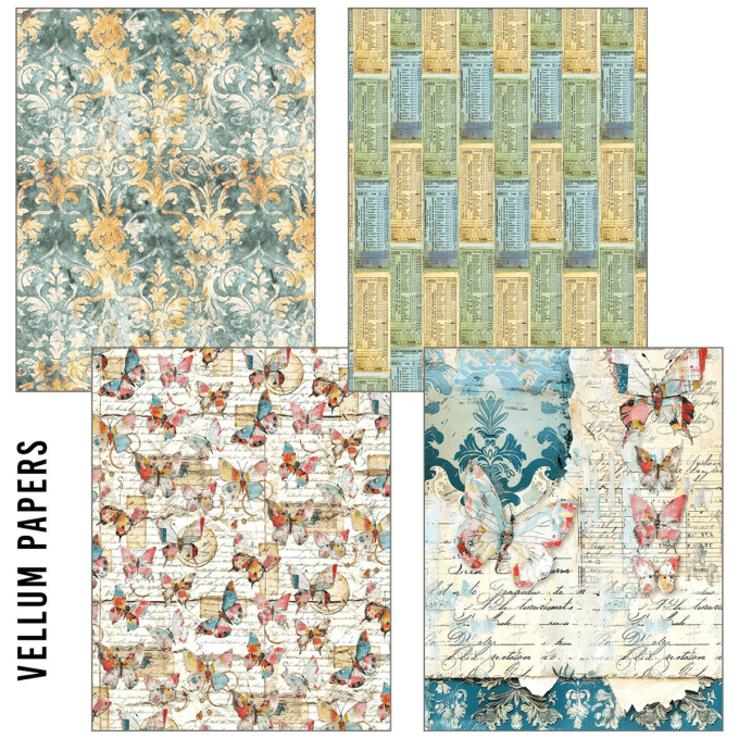 Ciao Bella - Craftmix Quintessential, format A5, 8 feuilles (4 papiers de soie/4 feuilles vellum) 