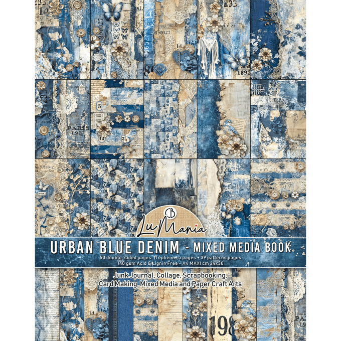 Ciao Bella - Livre Mixed media -  Urban blue denim A4 Maxi
