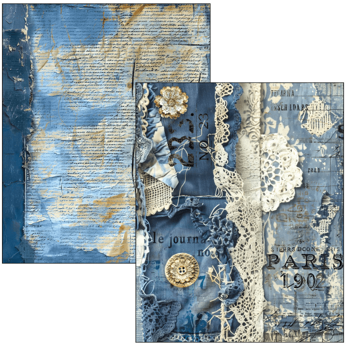 Ciao Bella - Livre Mixed media -  Urban blue denim A4 Maxi