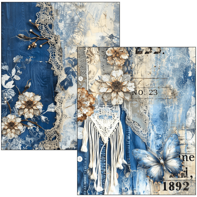 Ciao Bella - Livre Mixed media -  Urban blue denim A4 Maxi