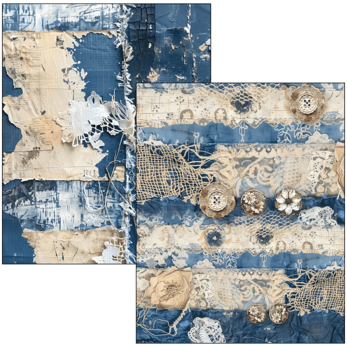 Ciao Bella - Livre Mixed media -  Urban blue denim A4 Maxi