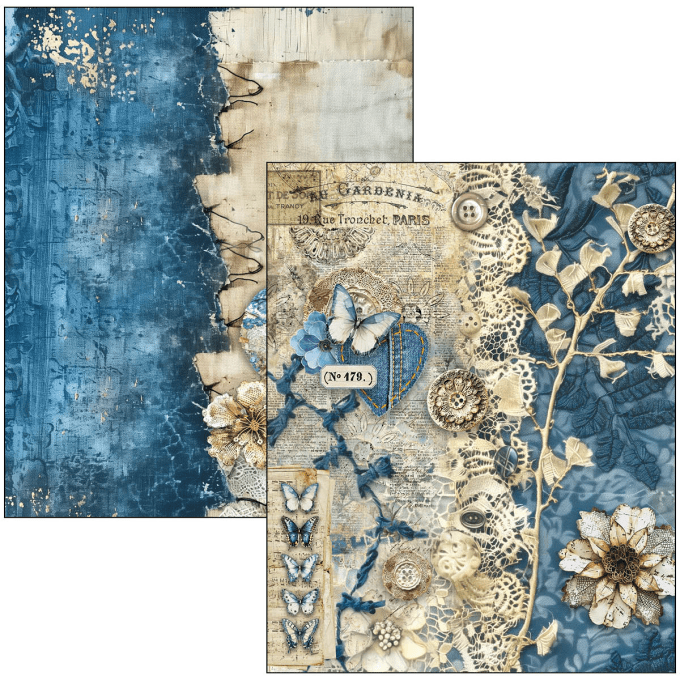 Ciao Bella - Livre Mixed media -  Urban blue denim A4 Maxi
