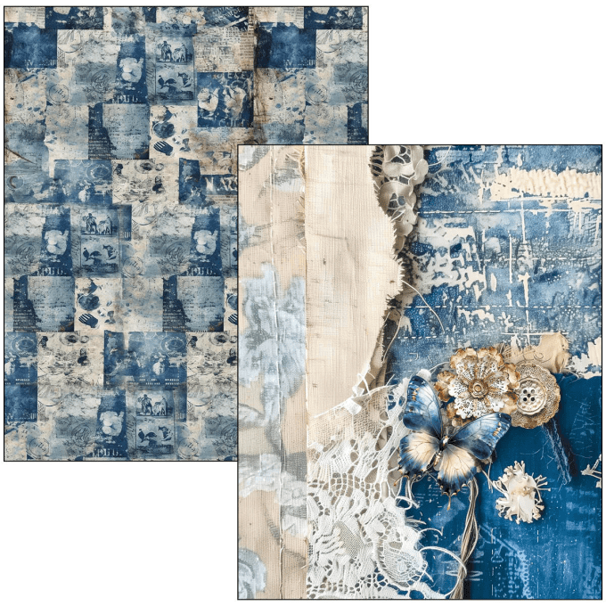 Ciao Bella - Livre Mixed media -  Urban blue denim A4 Maxi
