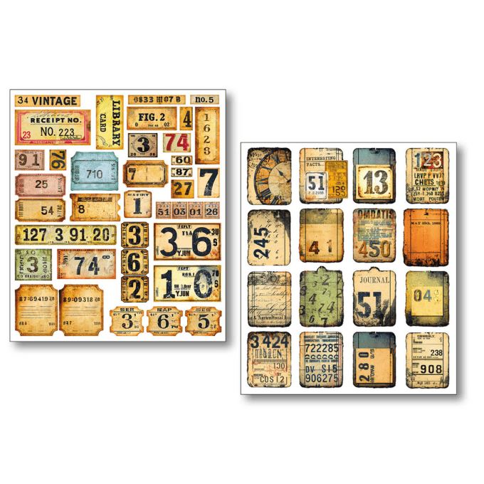 Ciao Bella - Lot de 10 feuilles de dimension 14x12cm - Grungy tags (stickers)