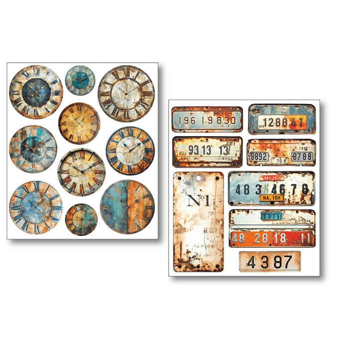 Ciao Bella - Lot de 10 feuilles de dimension 14x12cm - Grungy tags (stickers)