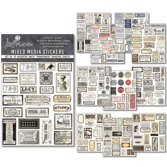Ciao Bella - Lot de 10 feuilles de dimension 14x12cm - Vintage scripts (stickers)