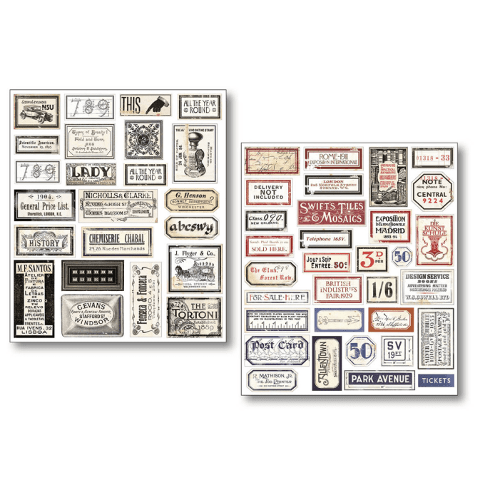 Ciao Bella - Lot de 10 feuilles de dimension 14x12cm - Vintage scripts (stickers)