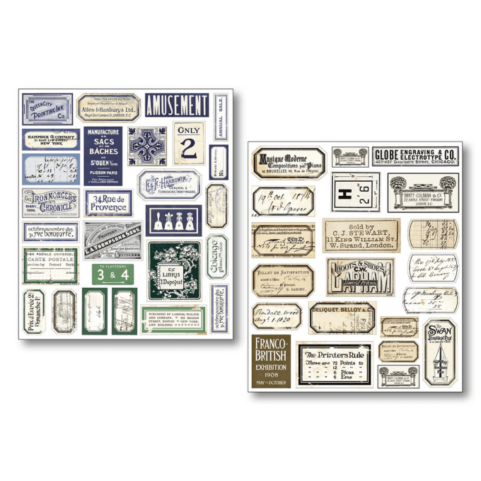 Ciao Bella - Lot de 10 feuilles de dimension 14x12cm - Vintage scripts (stickers)