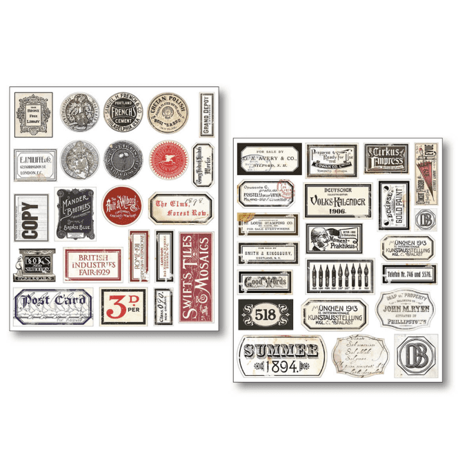 Ciao Bella - Lot de 10 feuilles de dimension 14x12cm - Vintage scripts (stickers)