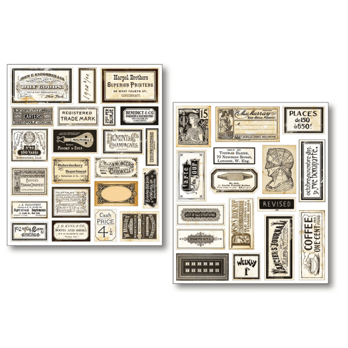 Ciao Bella - Lot de 10 feuilles de dimension 14x12cm - Vintage scripts (stickers)
