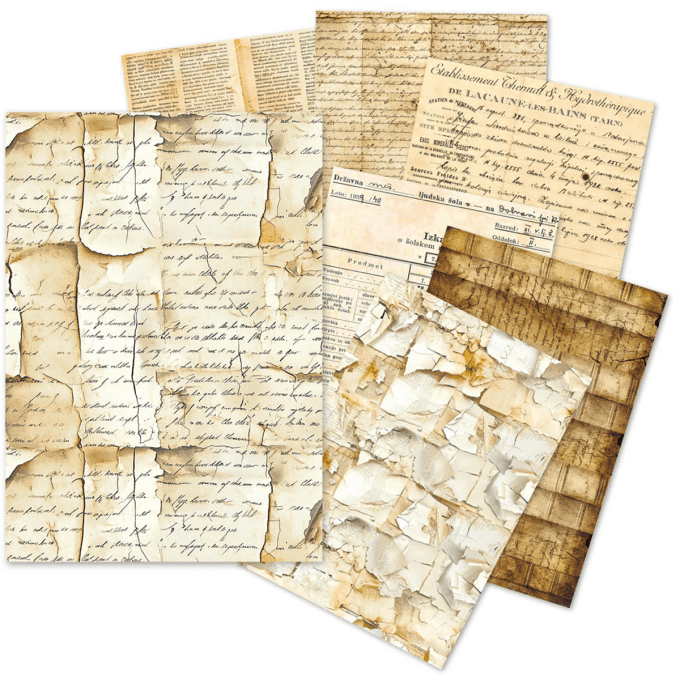 Ciao Bella- 24 feuilles de papier de soie , Format A5 - Vintage manuscript
