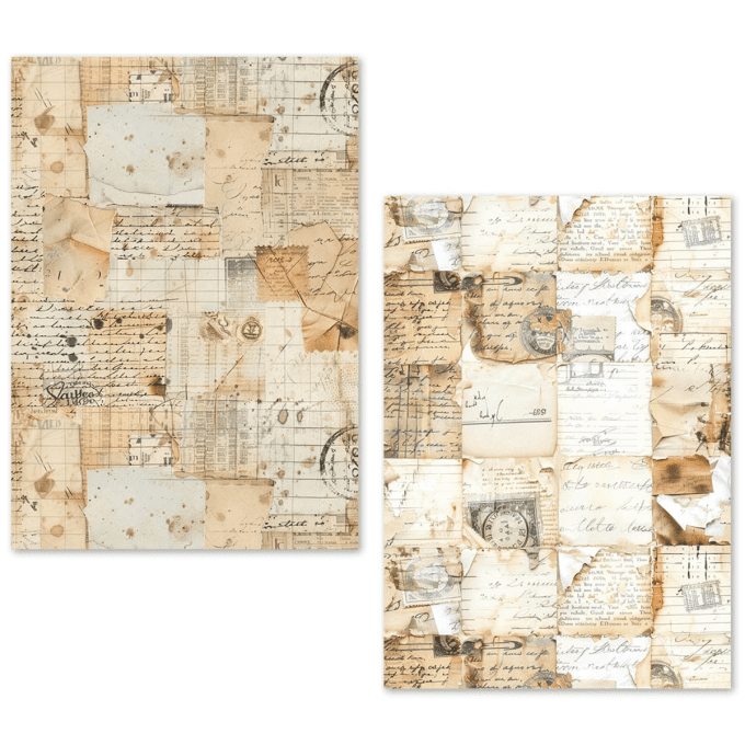 Ciao Bella- 24 feuilles de papier de soie , Format A5 - Vintage manuscript