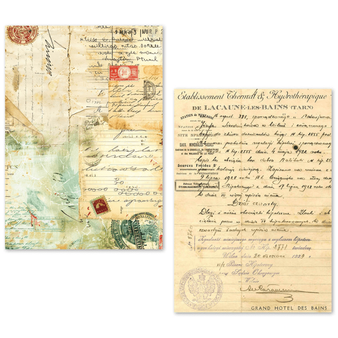 Ciao Bella- 24 feuilles de papier de soie , Format A5 - Vintage manuscript