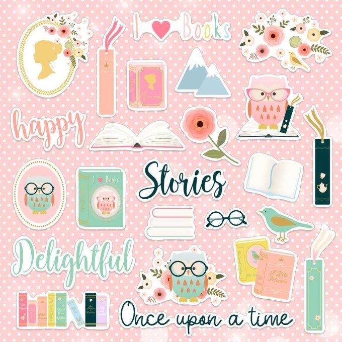 Ensemble de 24 die-cuts, Memory-Place, Book lover