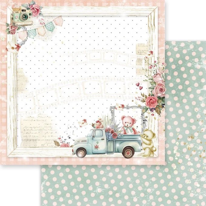 Ensemble de 18 feuilles, format 20x20cm, Memory-Place, Beary sweet - motif recto verso