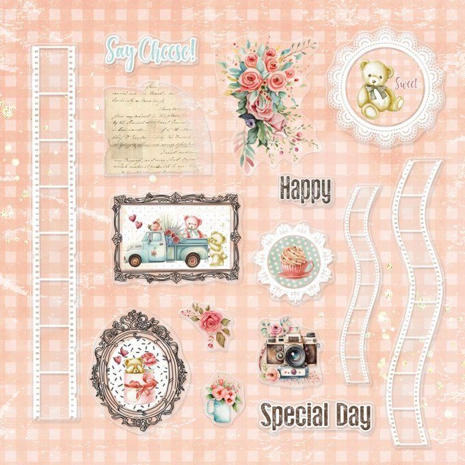 15 die-cuts clear, Memory-Place, Beary sweet 