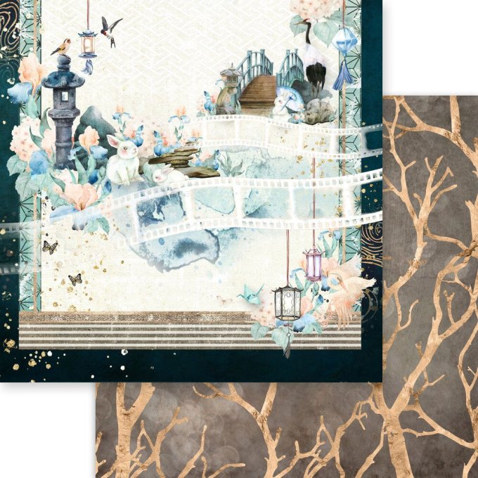 Ensemble de 18 feuilles, format 20x20cm, Memory-Place, Moon bunny, Dream - motif recto verso