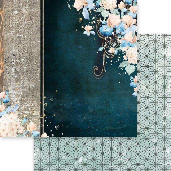Ensemble de 12 feuilles, format 30x30cm, Memory-Place, Moon bunny, Dream - motif recto verso