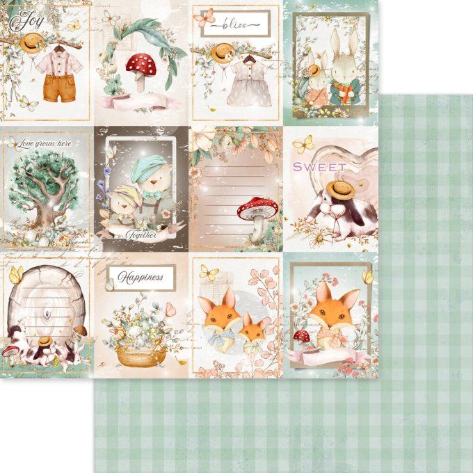 12 feuilles, 30x30cm, Memory place, My Family - motif recto verso