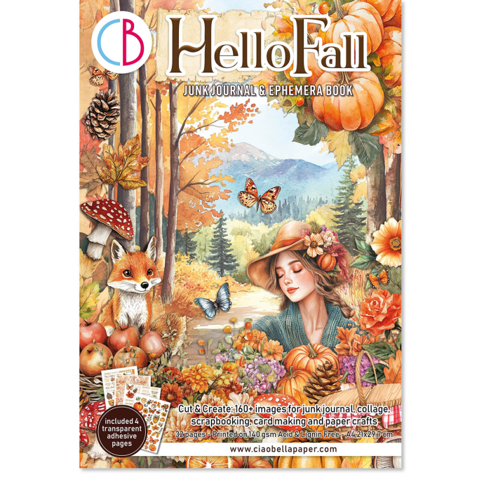 Ciao bella - Ephemera book, Hello Fall , format A4 - 32 feuilles de papier recto verso