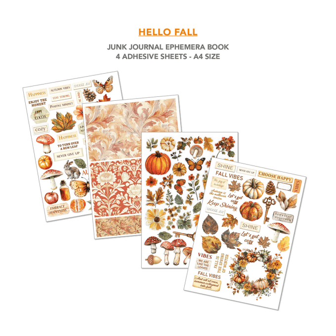 Ciao bella - Ephemera book, Hello Fall , format A4 - 32 feuilles de papier recto verso
