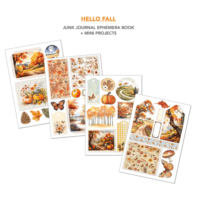 Ciao bella - Ephemera book, Hello Fall , format A4 - 32 feuilles de papier recto verso