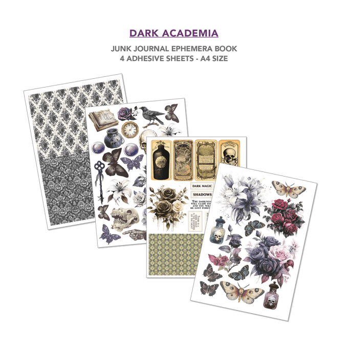 Ciao bella - Ephemera book, Dark Academia, format A4 - 32 feuilles de papier recto verso