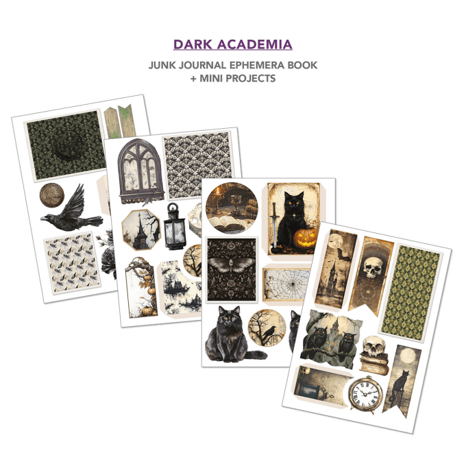 Ciao bella - Ephemera book, Dark Academia, format A4 - 32 feuilles de papier recto verso