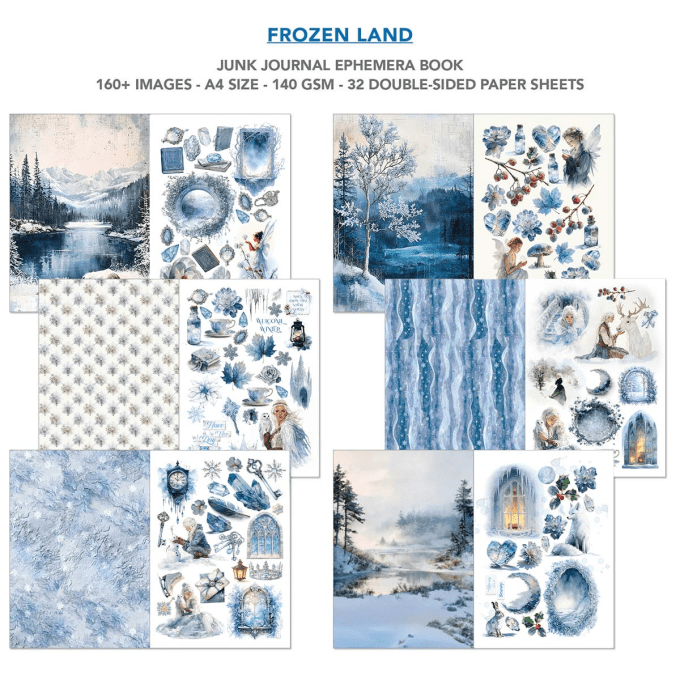 Ciao bella - Ephemera book, Frozen Land, format A4 - 32 feuilles de papier recto verso
