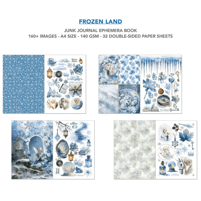 Ciao bella - Ephemera book, Frozen Land, format A4 - 32 feuilles de papier recto verso
