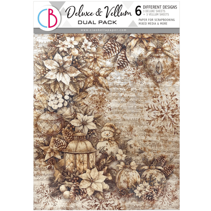 Deluxe paper pearl copper & vellum, Ciao Bella, winter season,  Format A4 - 6 feuilles