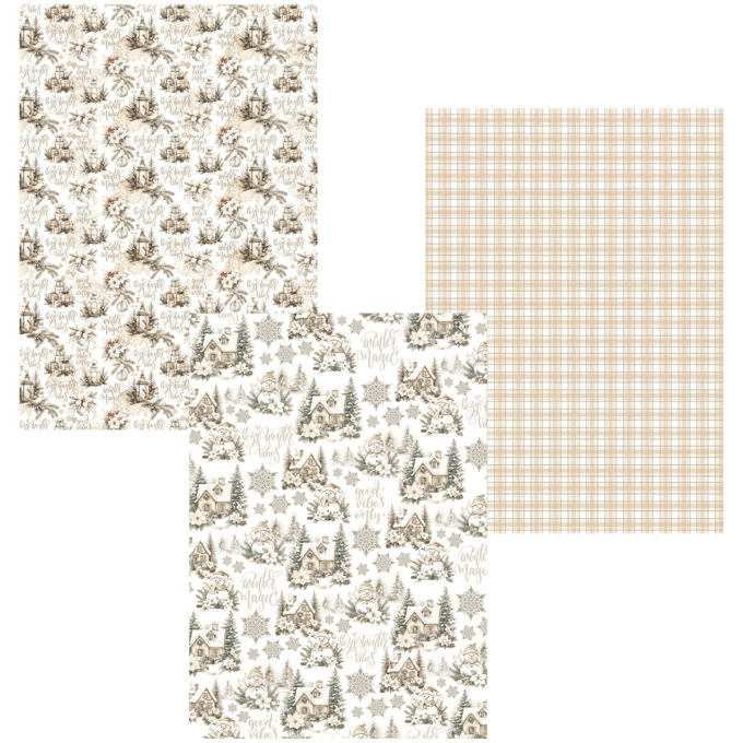 Deluxe paper pearl copper & vellum, Ciao Bella, winter season,  Format A4 - 6 feuilles