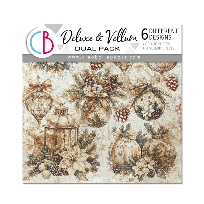 Deluxe paper pearl copper & Vellum, Ciao Bella, winter season,  15x15cm - 5 feuilles - 92gsm 
