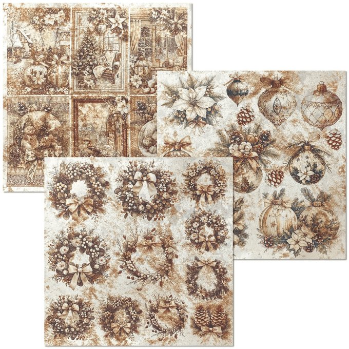 Deluxe paper pearl copper & Vellum, Ciao Bella, winter season,  15x15cm - 5 feuilles - 92gsm 